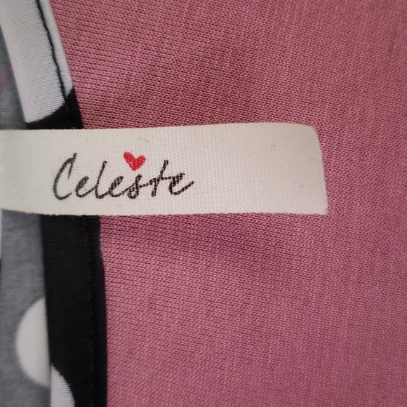 Celeste tunic,  pink with black polka dot, button detail on back,  size small - Picture 2 of 4